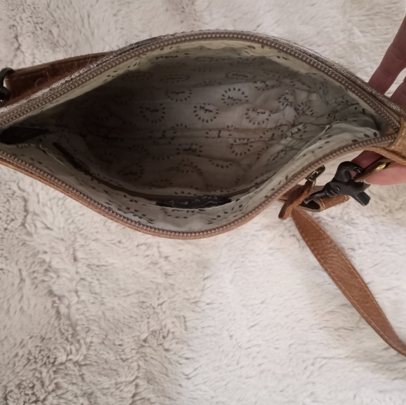 Myra Fidato Leather Tan Hair On Western Rodeo Festival Boho Moto Crossbody Bag - Picture 4 of 5